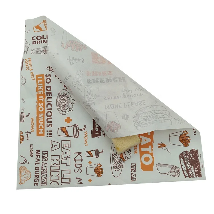 
Customized 35G/40G Paper Printing Recyclable Greaseproof Hamburger Wrapping Paper 