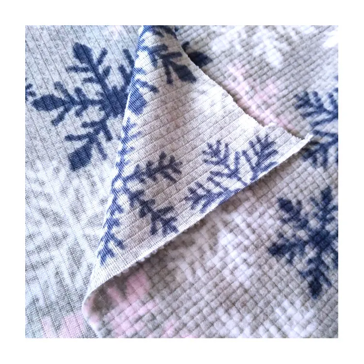 China factory poly spandex print big snow flower heavy polar fleece fabric