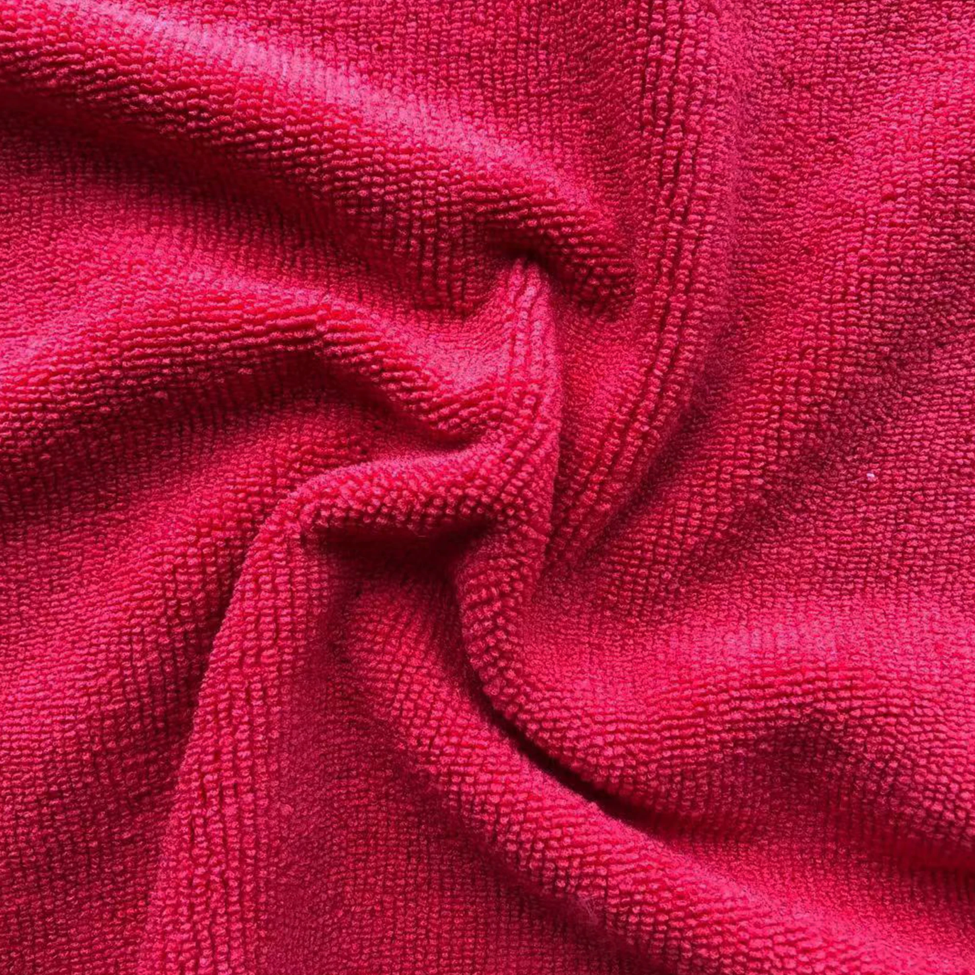 Product  Name: Wholesale Microfiber dust absorbent Laser Cut Cleaning Cloth Edgeless Microfiber Towel Material: 80% Polyester,20% Polyamide Weight: customized  Size: 30x30cm or customized  Feature:  Can be used Wet or Dry, with or without Chemicals  Made with Super Absorbent Terry Microfiber Packaging:  5pcs/Polybag or customized  Color: Red,yellow, white or customized  Usage: Kitchen, Household