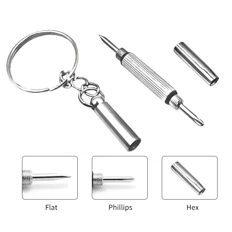 Wholesale High Quality 3 In 1 Mini Portable Plastic Non Slip Handle Multifunction Keychain Eyeglass Screwdriver For Glasses