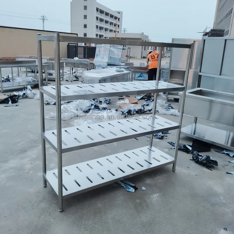 Four Tiers Vegetable Stainless Steel Display Rack Shelf 4 Layers Detachable Commercial Kitchen Shelf For Strong Load Capacity