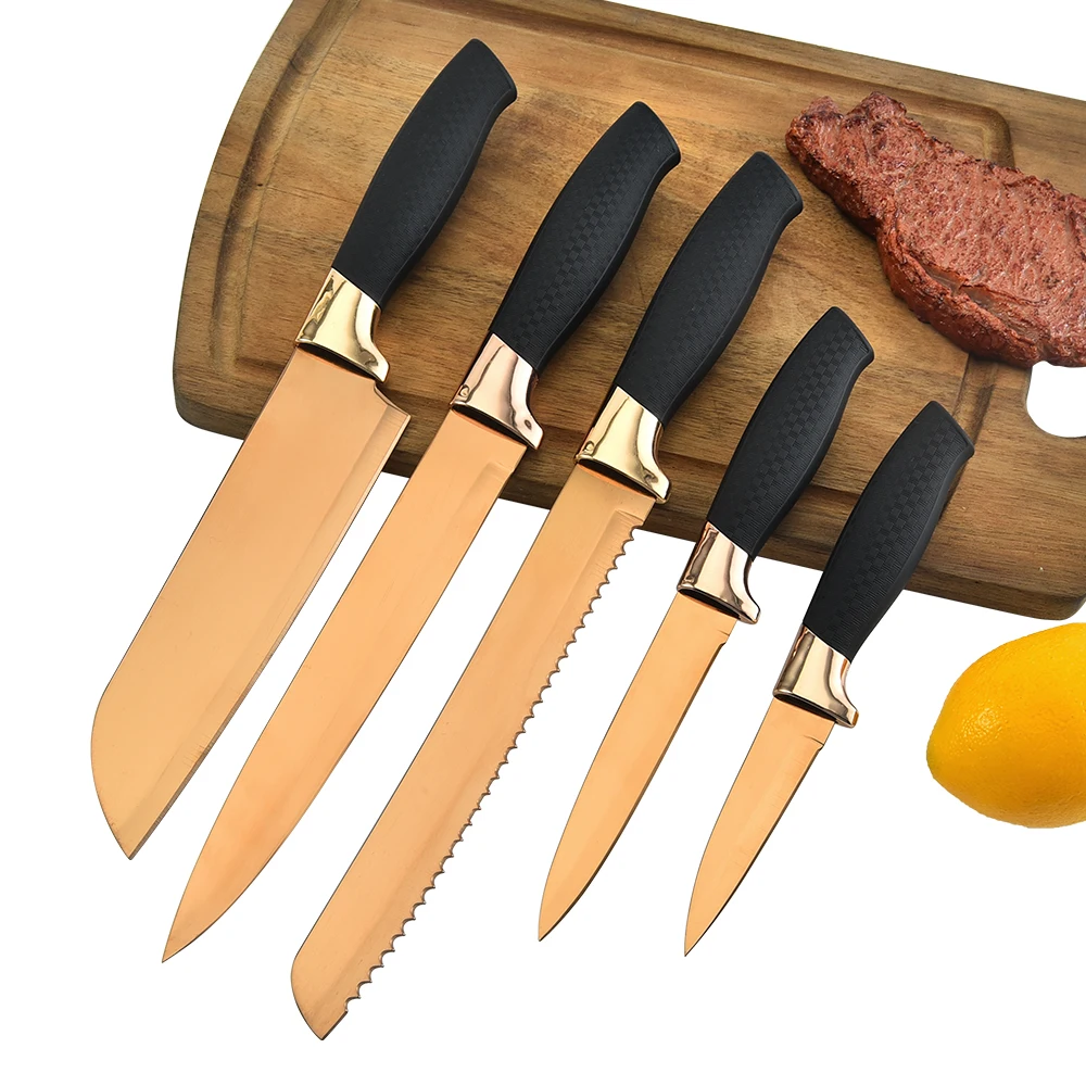 Professional Stainless Steel 15 pcs Kitchen Knife set with Block Scissors Chef Bread Slicer Santoku Steak Paring Knife