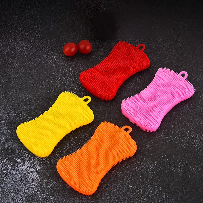 Factory customized silicone washing dish scrubber sponge bowl cleaning brush