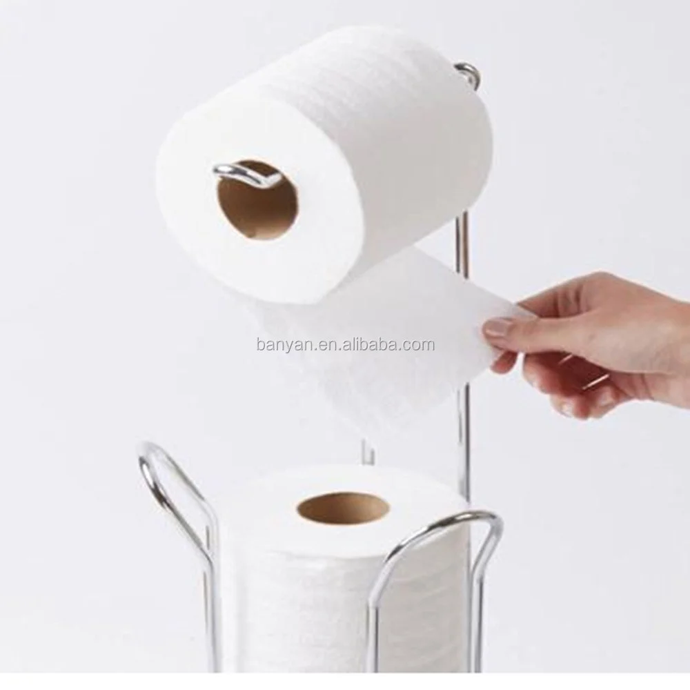 Free Standing Metal Accessories Home organizer bathroom standing toilet paper produce roll dispenser with wet dispenser