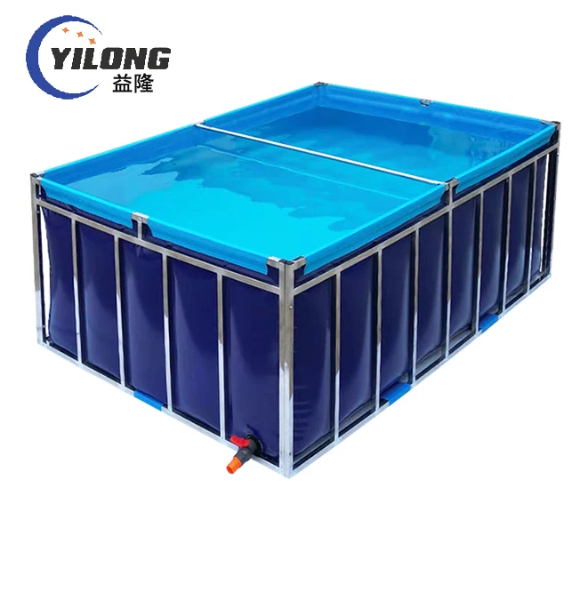 large steel frame reinforced tarpaulin collapsible rectangular water tanks biofloc tank fish farming aquaculture