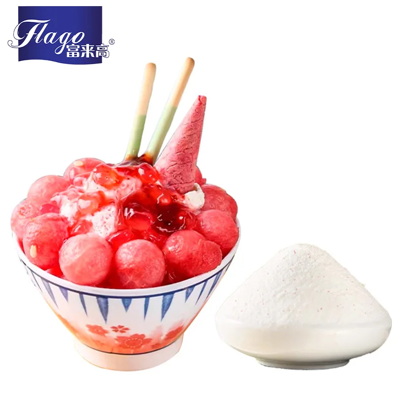 Flago Wholesale Delicious Peach-flavored smoothie powder  Snow Ice Powder Sugar Ice Cream shaved ice supplies