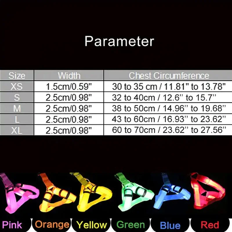 Wholesale Rechargeable Light Up Dog Belt Adjustable Vest Chest LED Pet Dog Harness
