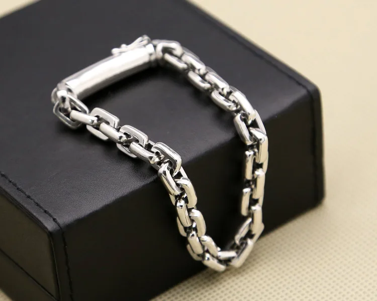 Korean Sterling Silver 925 Handmade Jewelry Personality Retro Antique Finish Cross Chain Bracelet