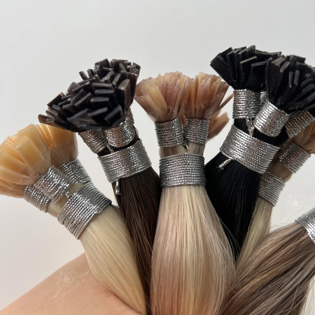Wholesale Ktip K F Tip Virgin Remy Russian Raw Cuticle Aligned Cabello Humano Natural Keratin Flat Tip Hair Extension Human Hair