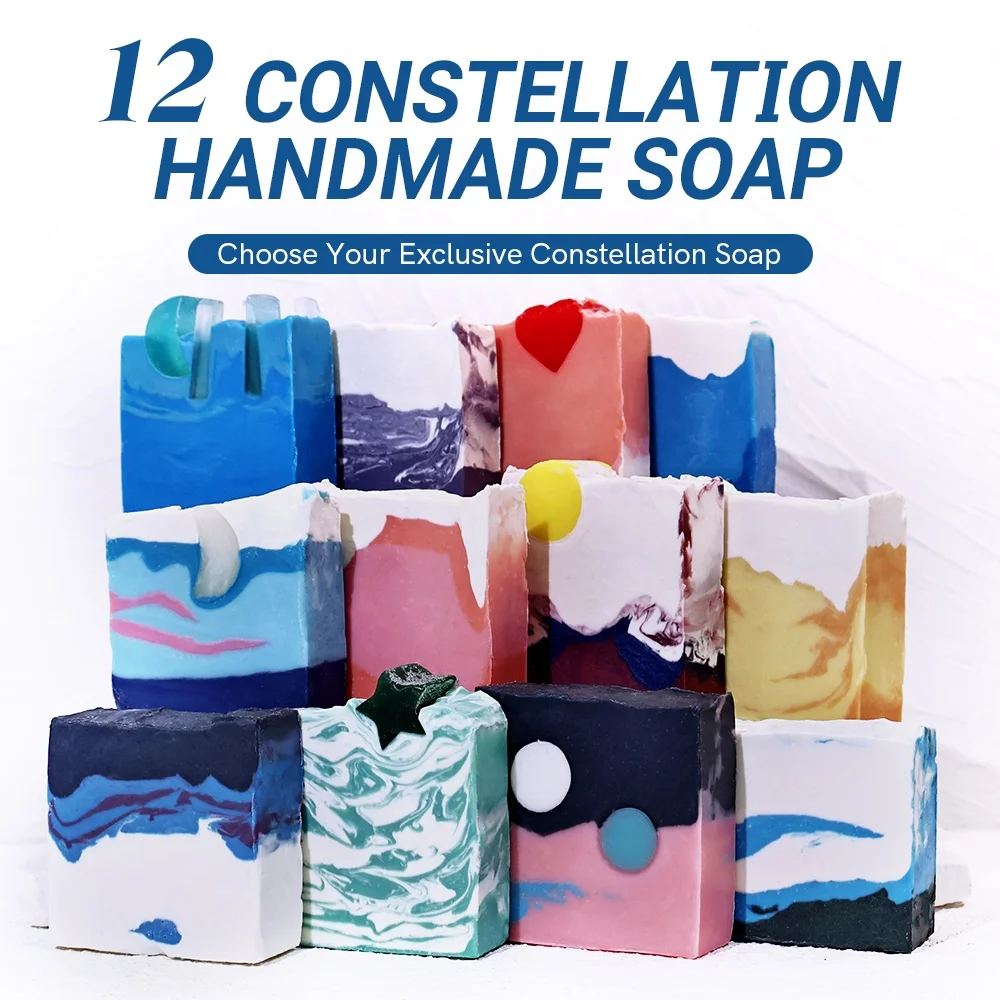Custom 12 Constellation Shape Face Wash Skin Care Natural Olive Oil Cold Pressed Handmade Soap