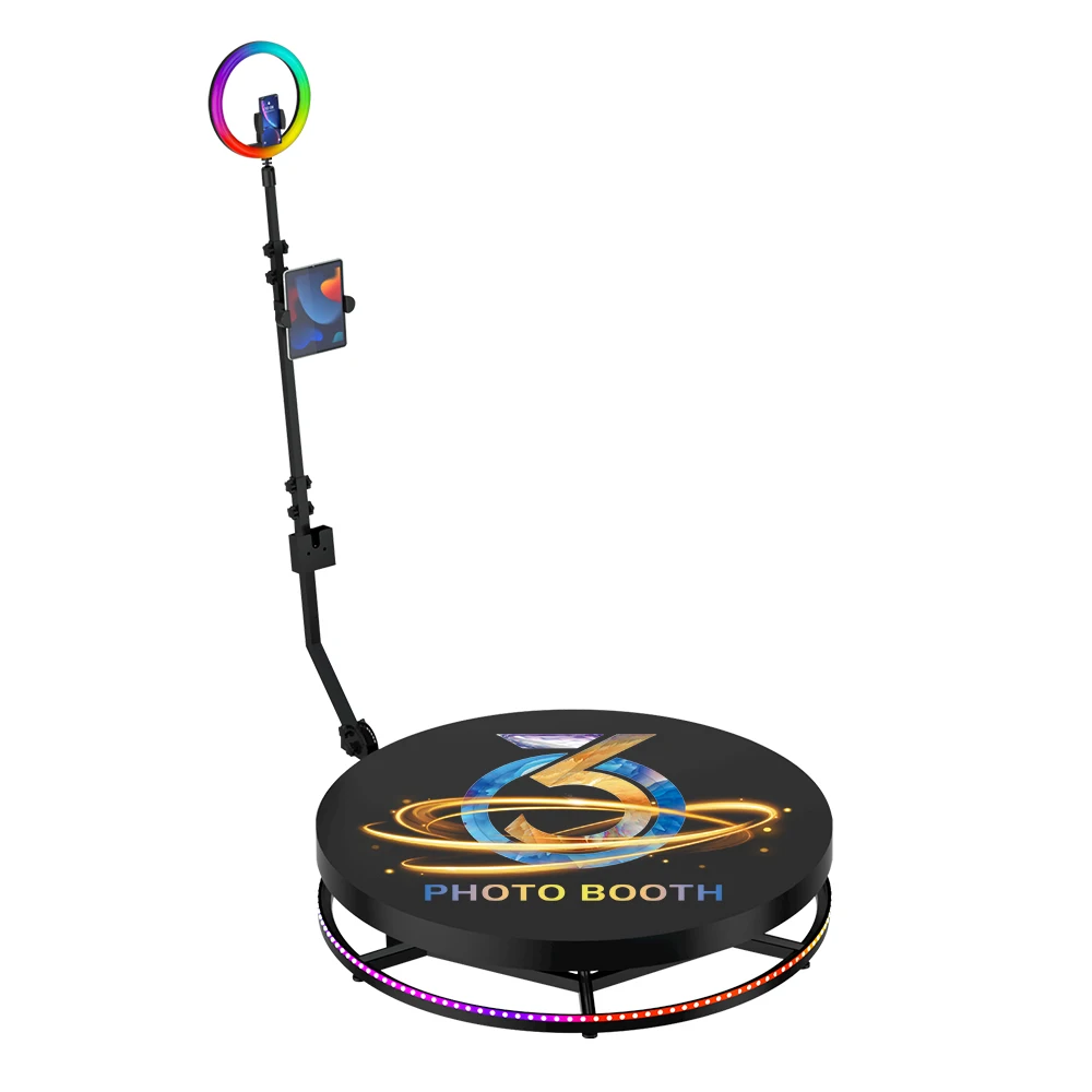New Camera Portable 360 Degree Photobooth Plataforma rgb Light Slow Motion Rotating 360 Photo Booth Selfie Video for Party