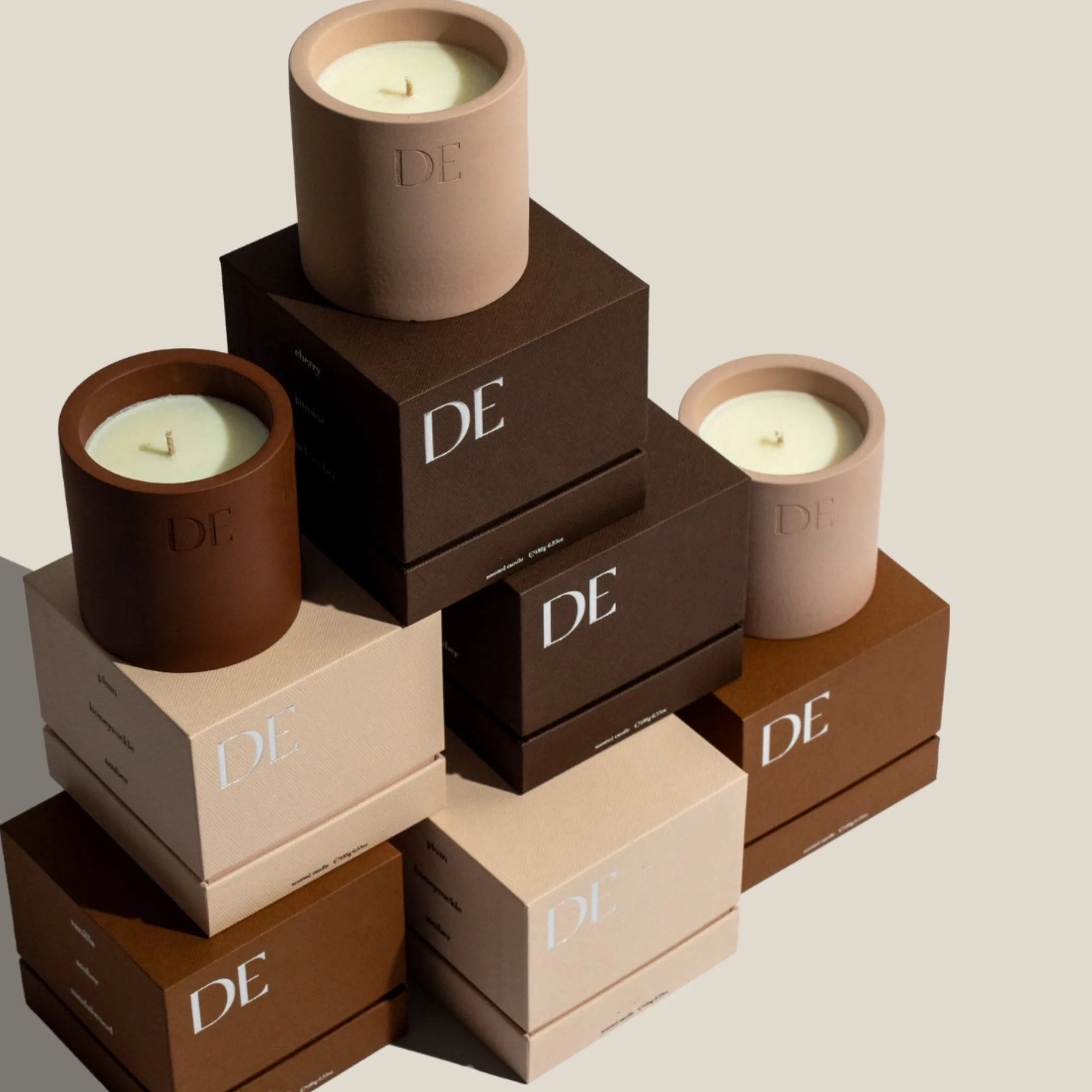 Custom Large Candle Collection Textured Paper Foil Stamping  Embossed Recyclable  Scent Candle Paper Box Lid And Base Box