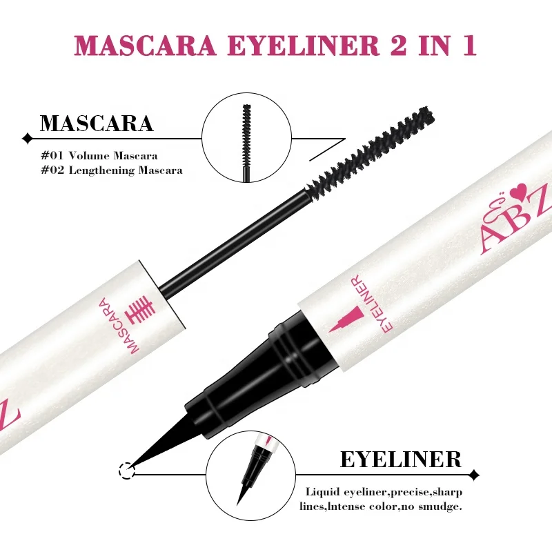 Ultra-fine Mascara Curl Thick Lengthening Eyelash Mascara Waterproof Non-smudge Fine Brush Mascara Eyeliner 2 in 1 Makeup