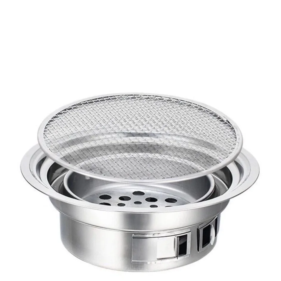 MJ Korean Charcoal Barbecue Grill Stainless Steel Non-stick Bbq Tray Griller Portable Charcoal Stove For Outdoor Camping