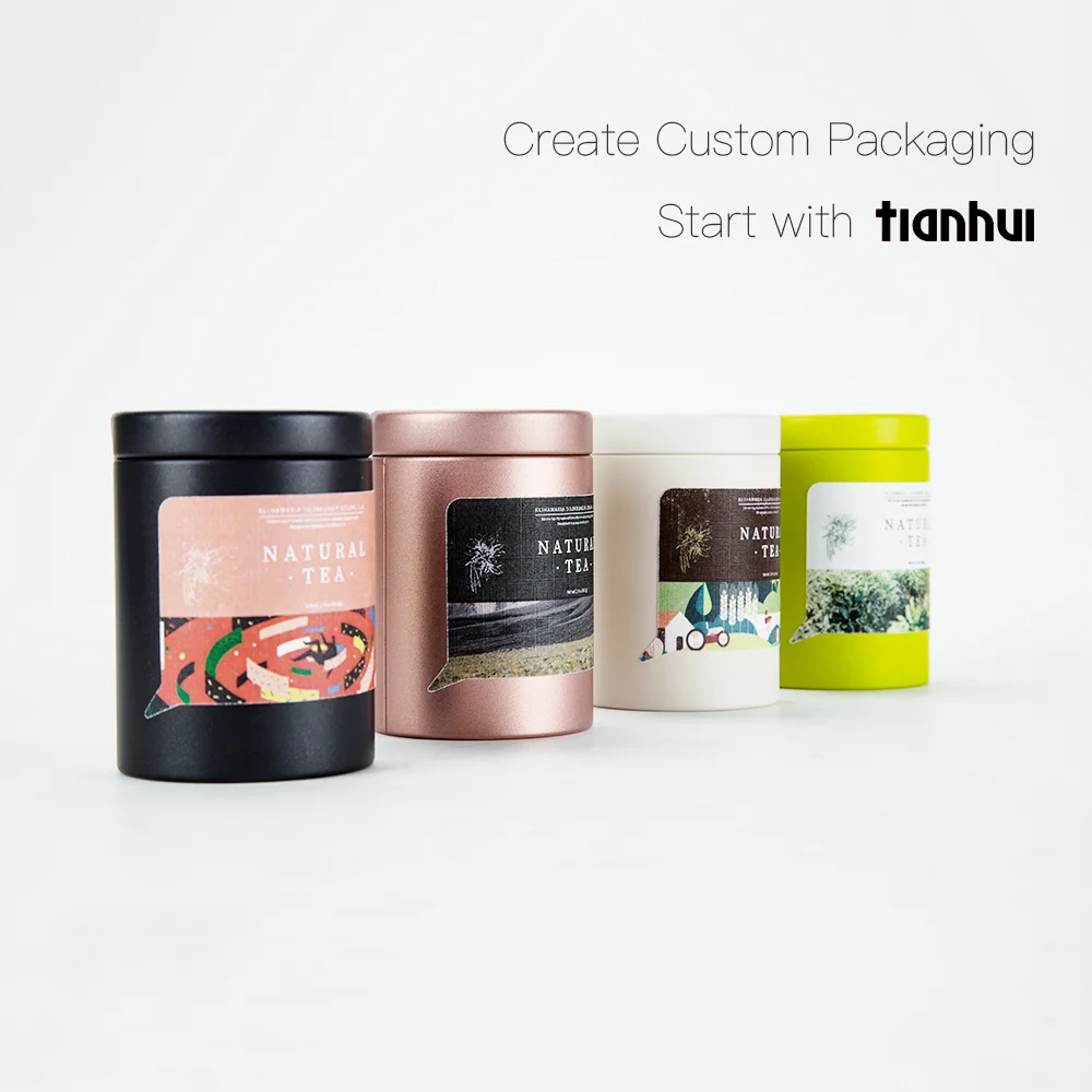 Tianhui Gold Small Metal Cans Tea Container Coffee Tin Can Food Grade Tea Tin Manufacturers