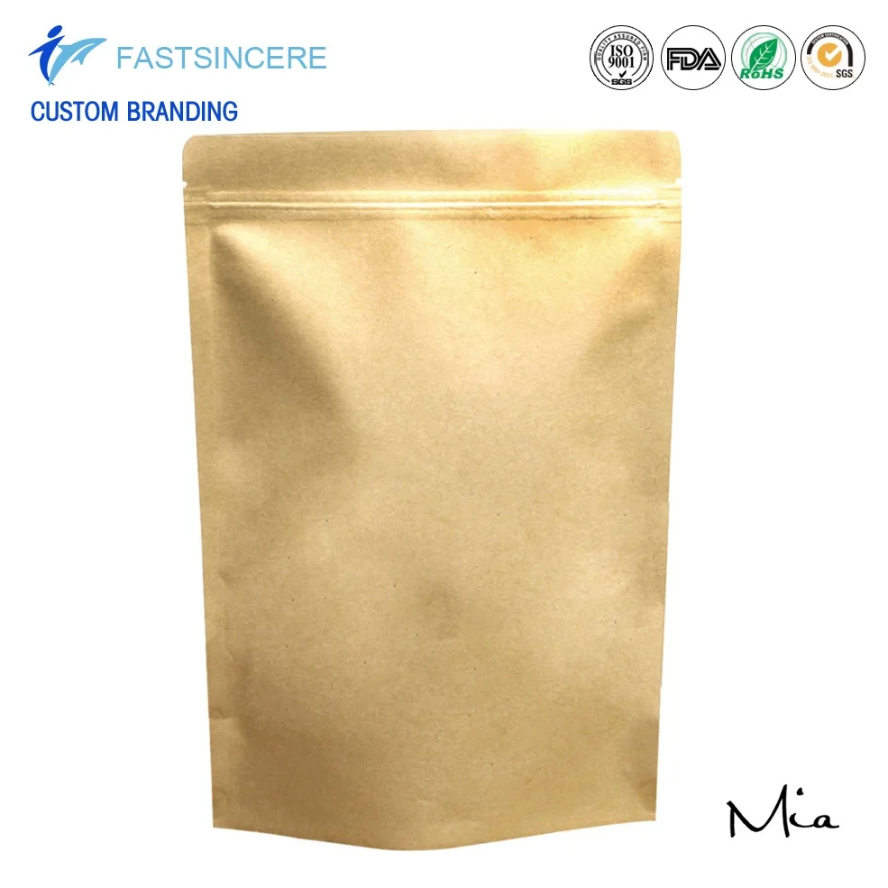 
Heat Sealed Stand Up Zip Lock Kraft Window Paper Packaging Bag 