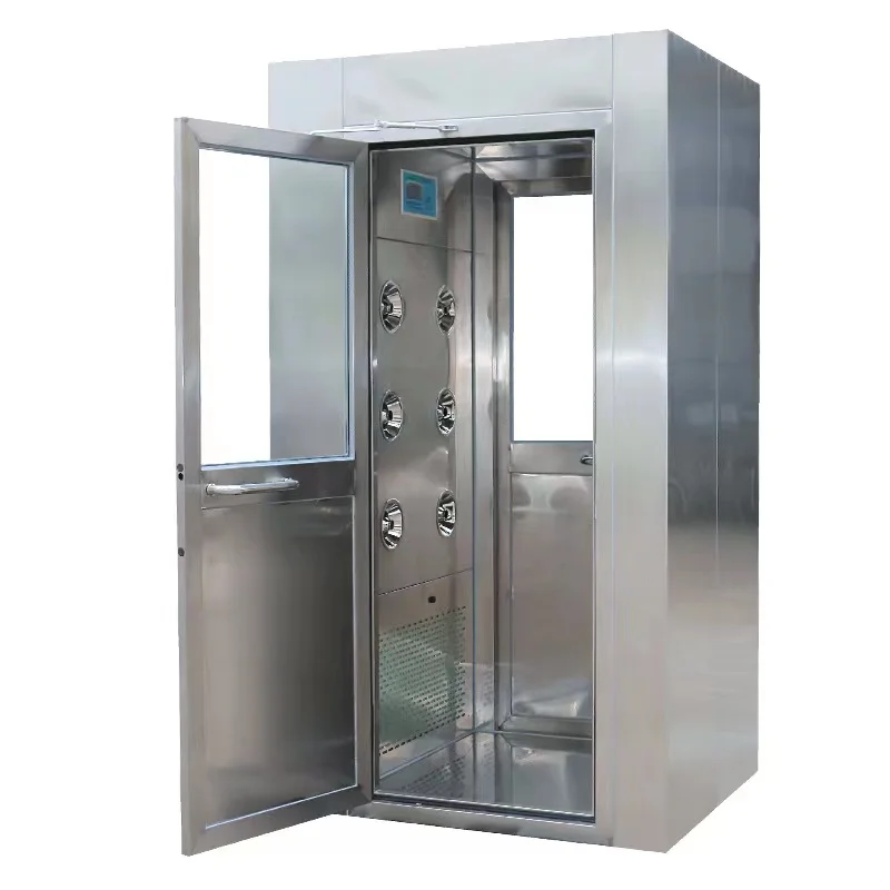 Full 304 stainless steel Single  air shower room  fully automatic induction air shower door