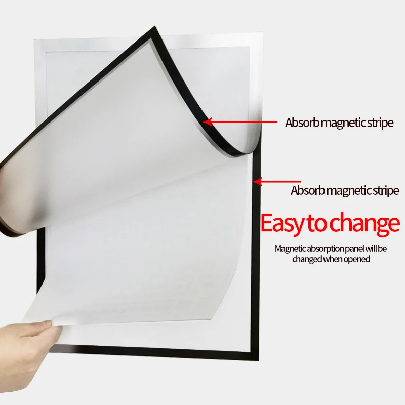 Заводская оптовая продажа, A4 настенный прочный самоклеящийся держатель для карт из ПВХ, магнитная рамка для постера и доски