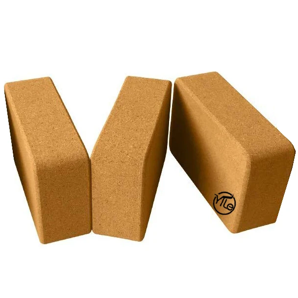 Custom laser logo high density wooden yoga brick cork block wholesale