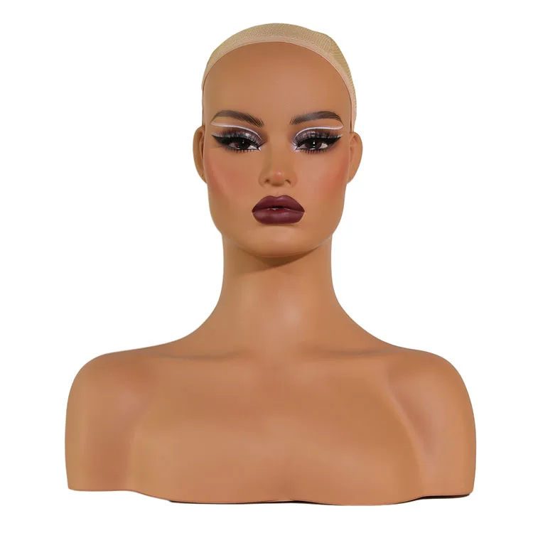 European beauty makeup shoulder wig necklace jewelry show PVC mannequin head