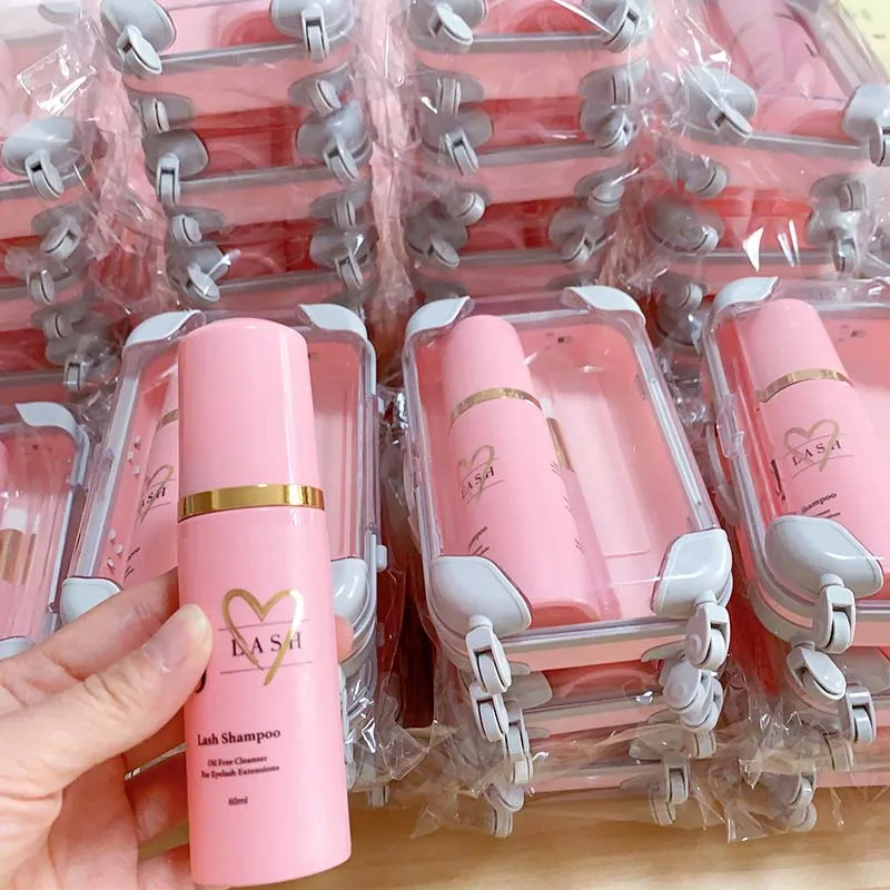 customized clear bag cleaner customize frosted lashes shampoo kit in black with brush wholesale bottles private logo 30ml