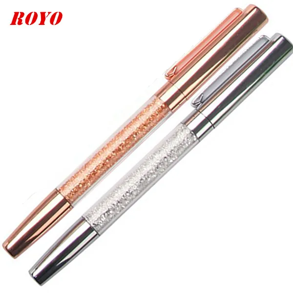 Premium Women Rhinestone Promotional Ink Gel Ballpoint Pen with Crystal metal pen Beads Colorful Pen Tube