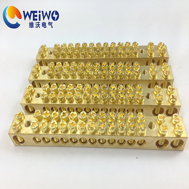 Brass Neutral Link/ Terminal Bars Screw 11 - 20 AWG