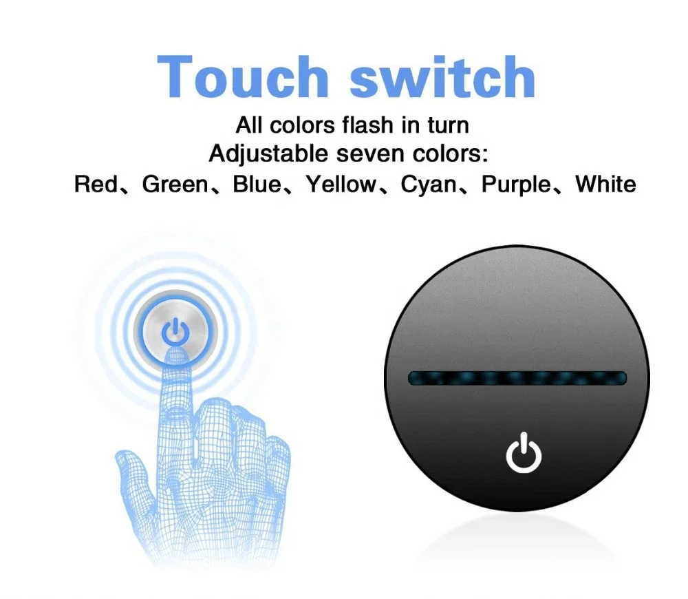 3pcs AA Battery DC 5V Touch Switch Acrylic Led night light Base 7 Colors LED Lamp Base For 3D Illusion Light Lamp