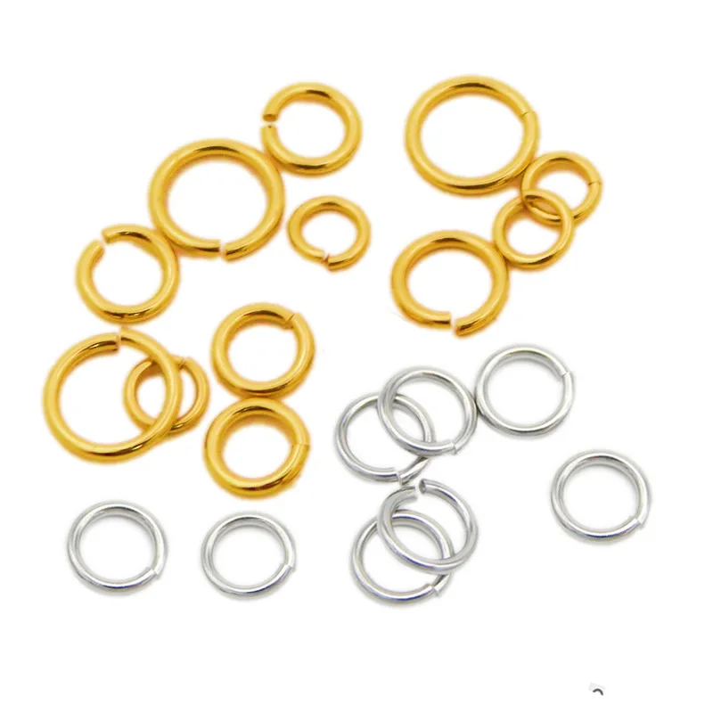 100pcs 5/6/7/8mm Gold Stainless Steel DIY Jewelry Findings Open Single Loops Jump Rings & Split Ring For Jewelry Making