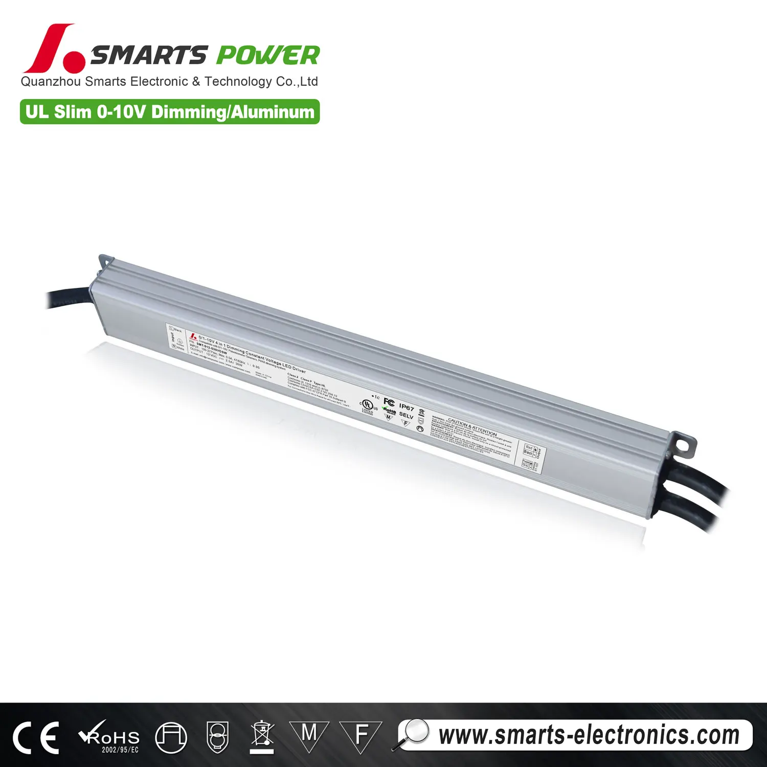 277Vac SLim size 0-10v dimming constant voltage 12v 24v led driver 30w