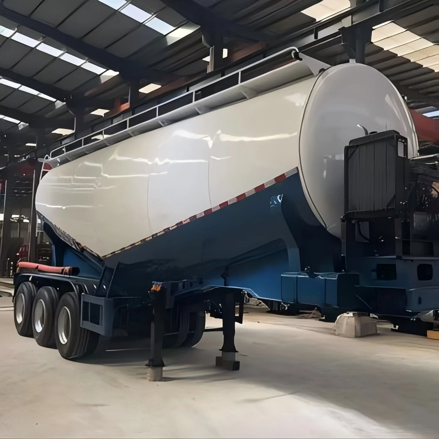CIMC heavy duty 3 axis 35-45 cubic with diesel engine and air compressor spring suspension bulk cement powder tank semi trailer