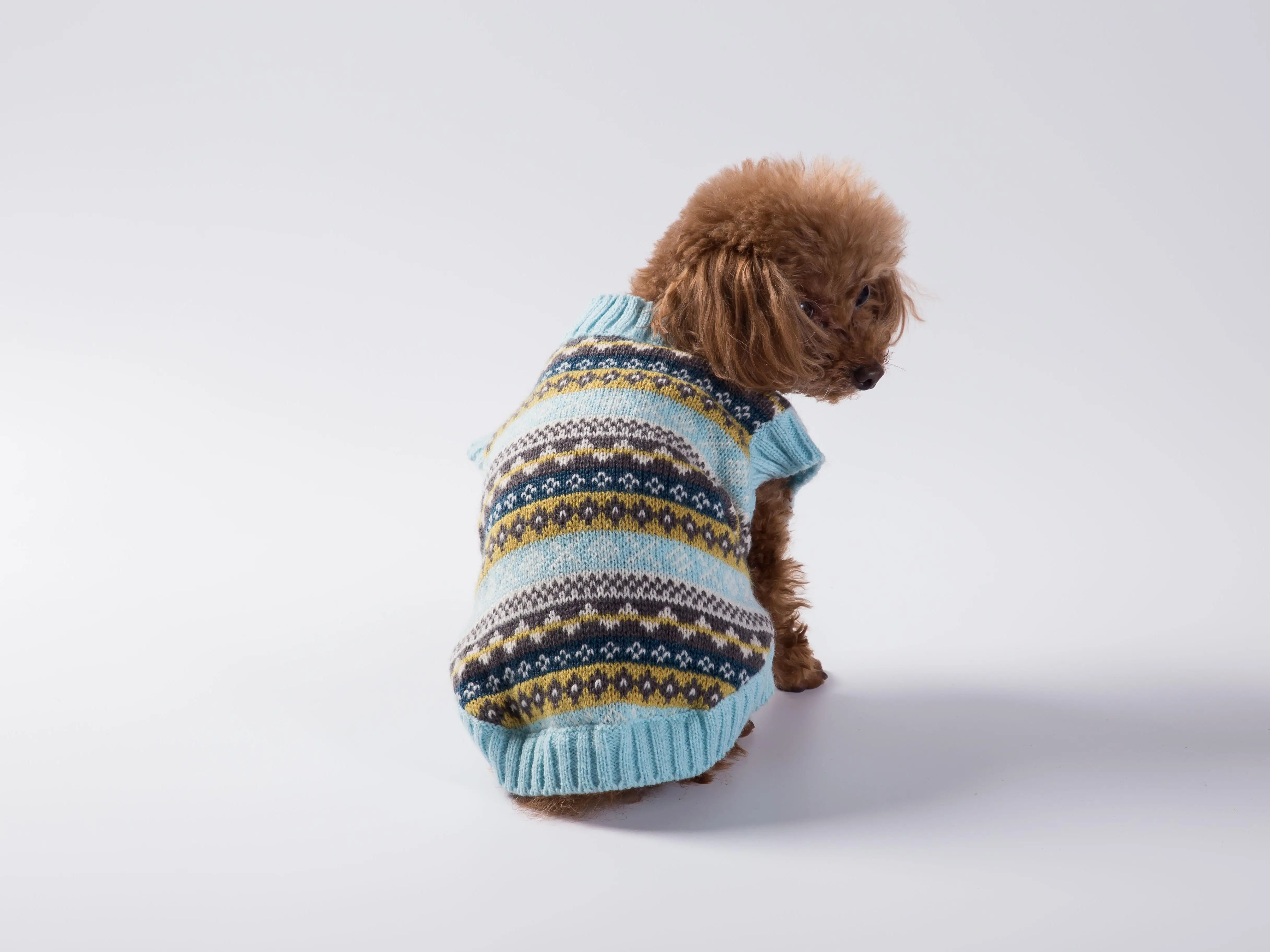 Blue striped multi-pattern design soft and comfortable no-strangle pet sweater