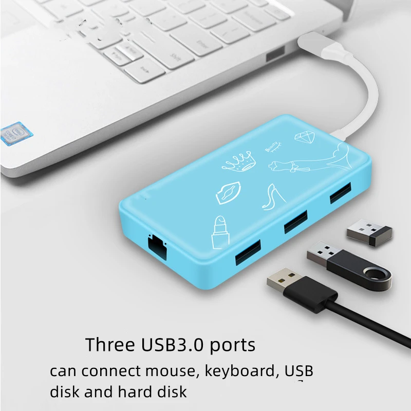 Кабель с разъемом Usb типа C концентратор многопортовый док-станция с Usb3.0 Rj45 разъемом спецификации Usb Type-c Pd зарядки адаптер док-станция для ноутбука usb-концентраторы