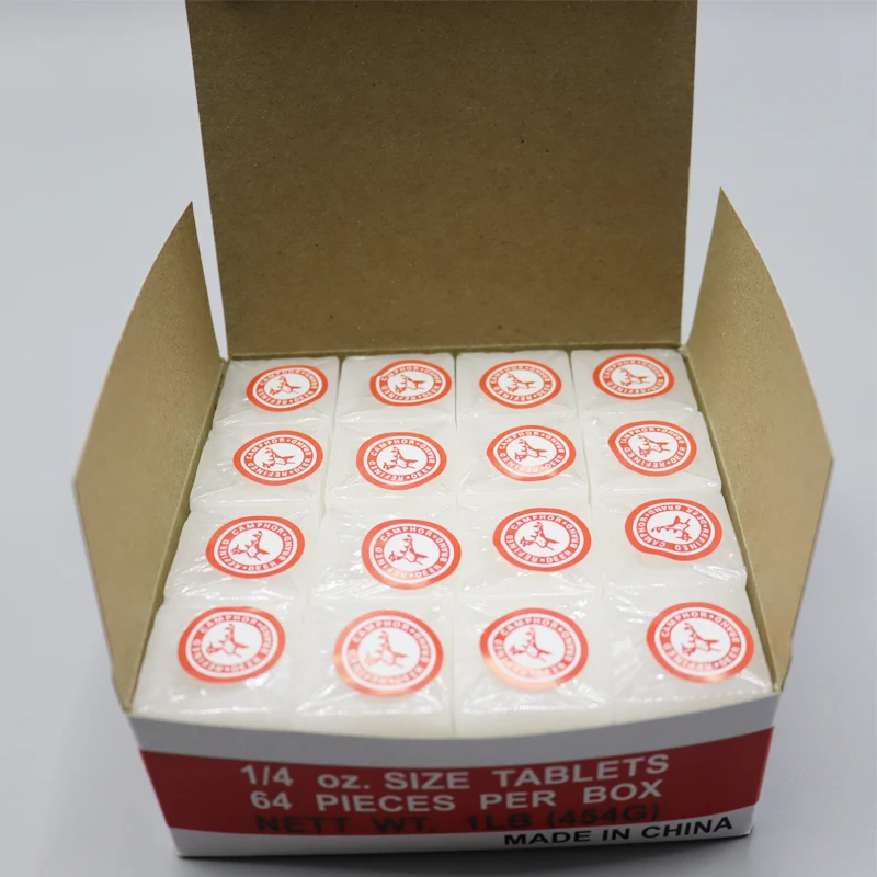Small MOQ  Camphor Blocks  square  White OEM  1/4oz 96% Pure 454g Deer brand Boxed best price natural camphor tablet in Puja