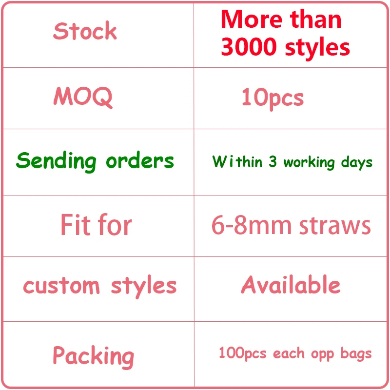 Factory Custom cute fashion funny Dust-proof designer brand 8mm silicone Straw Tip Covers