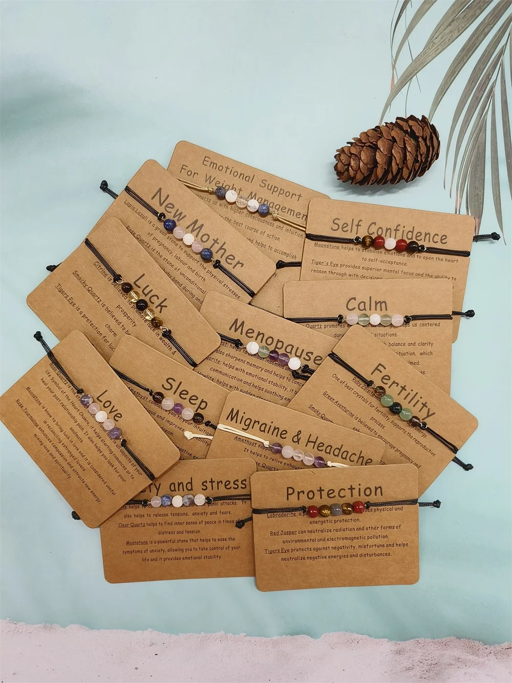 Emotional support bracelet gemstone crystal self help crystal adjustable bracelet