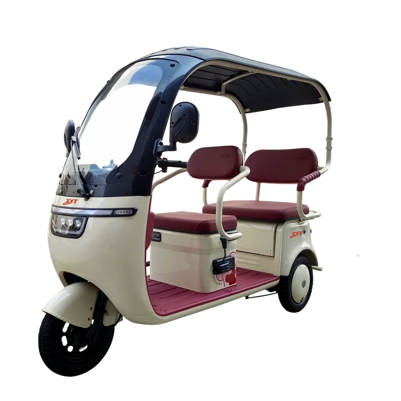A low speed recreational tricycle with a roof for a manned family