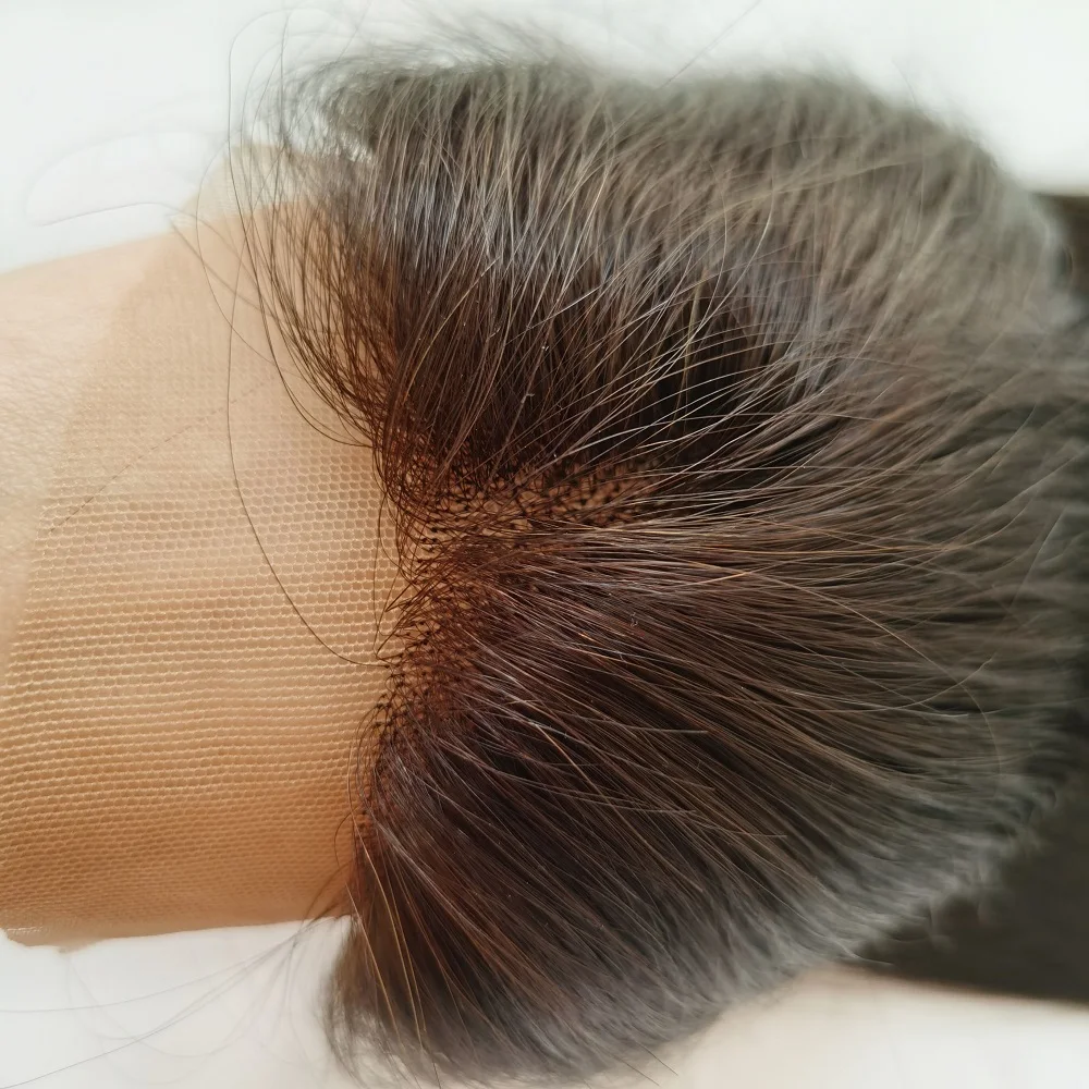 Wholesale factory High Quality toupee hair replacement system hidden knot lace based topper human hair