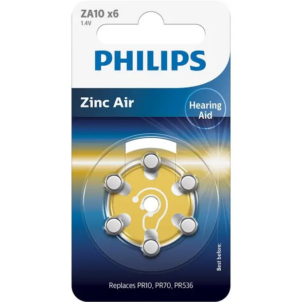 2024 Philips New Hearing Aid Batteries pack of 6 Zinc Air Hearing Aid Batterie ZA13