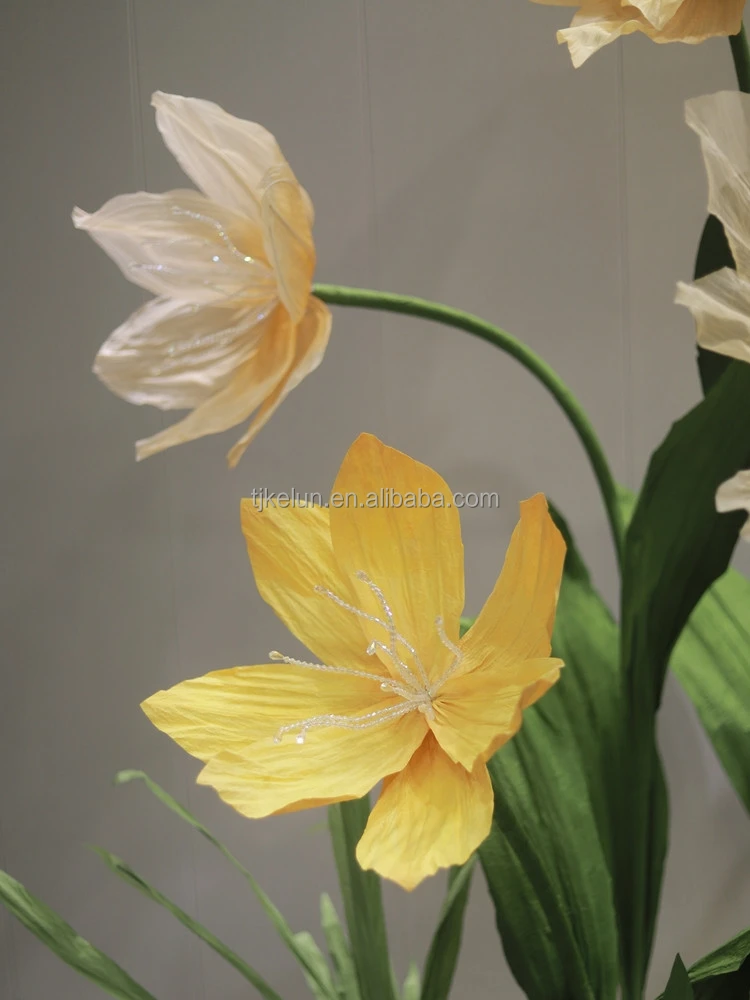 A-GF03 Giant Standing Silk Organza Flowers Big High Quality Rose Peony Poppy Flower Backdrop For Wedding Event Party Decoration