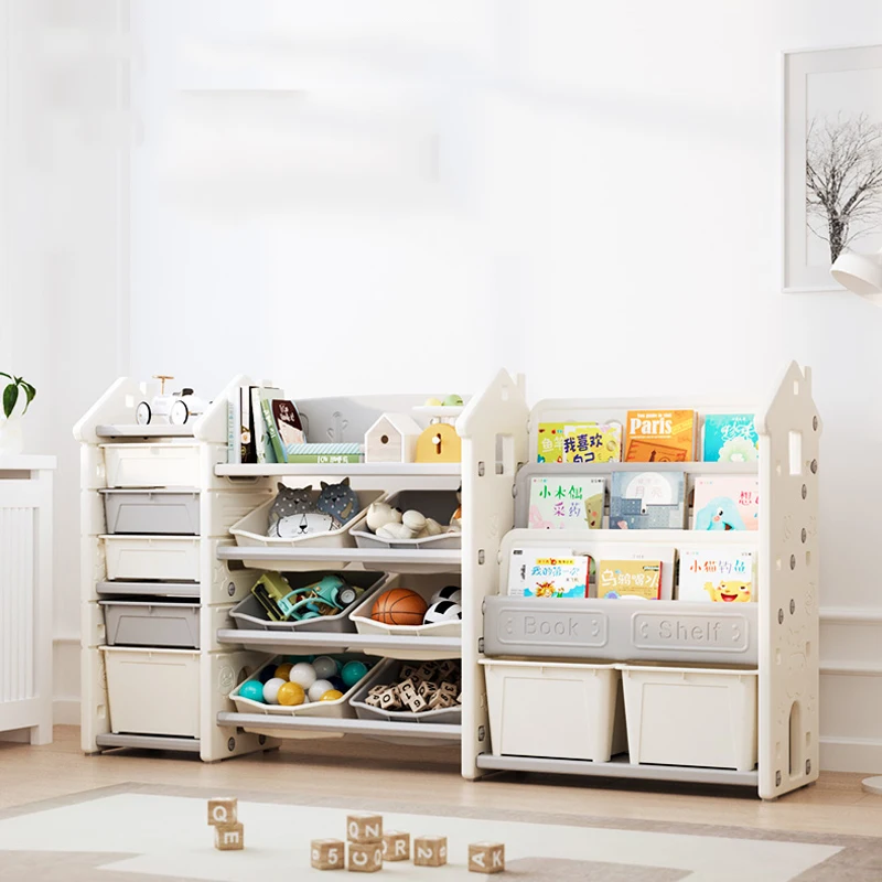 New House Shape Kids Toy Shelf Corganizador de juguetes para beb Children Plastic Toy Storage Cabinet Bookshelf Set Kids Cabinet