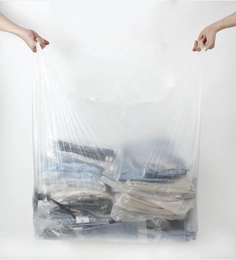 2020 super size T shirt plastic bag shopping carry bag frosted plastic bag with handle