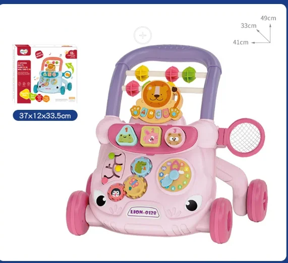 Baby Walker Multifunction Infant Stand-to-Sit Toddler Four Wheels Trolley Kids Learning Walking Toddler Toys Piano Drawing Gift