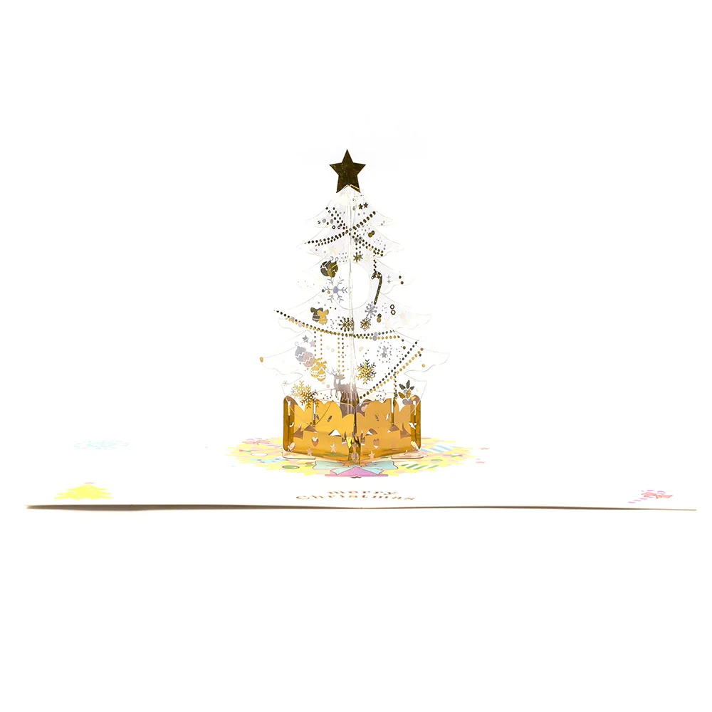 Crystal Christmas tree 3d pop up card Christmas tree ornaments Christmas Party Invitation Letter Greeting cards