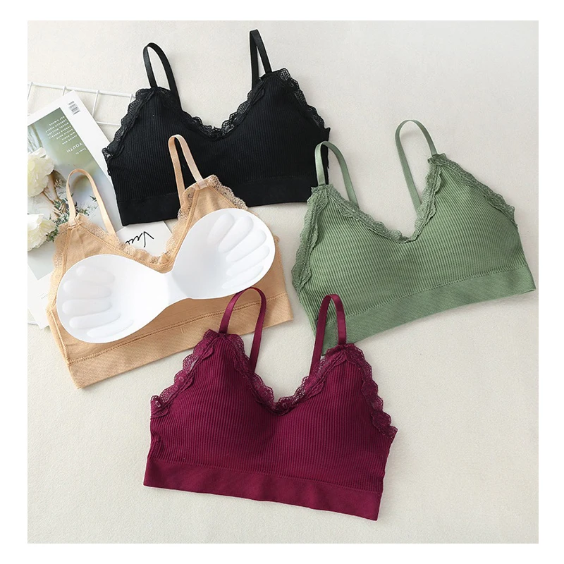 
7017 Women Ultra Thin Lace bralette crop top Thread harness bralette no wire women seamless bra 