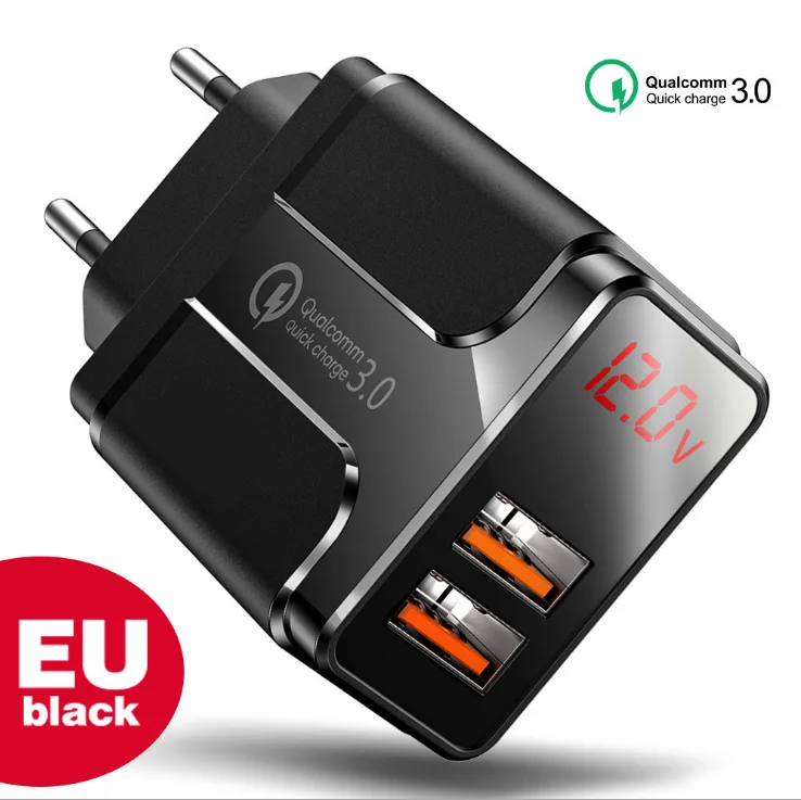ETL USA 2 Pin Plug 18W QC3.0 Fast Charging USB Home Charger 5V 3A 9V 2A 12V 1.5A Wall Adapter For Mobile Phones