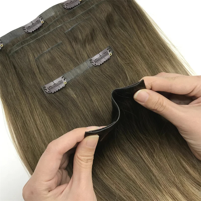 100% High Quality Remy Best Quality Light Color Invisible Double Drawn Seamless Straight Clip-in Virgin Raw Human Extensions