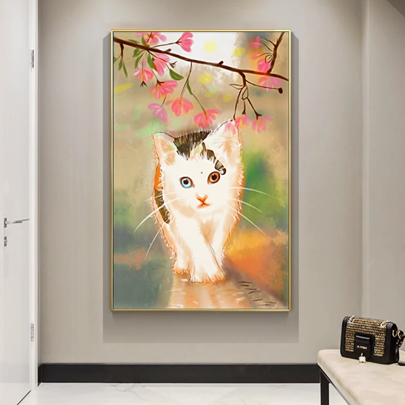 Trending hot products coloured cat oil painting abstract animal painting simple oil painting designs