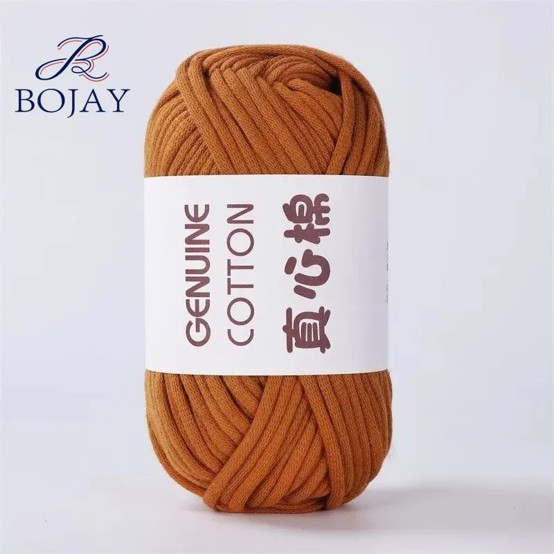Bojay  50g Ball 68% Cotton 32% Nylon Hand Woven DIY Yarn Hollow Tube Braid Chunky Crochet Yarn
