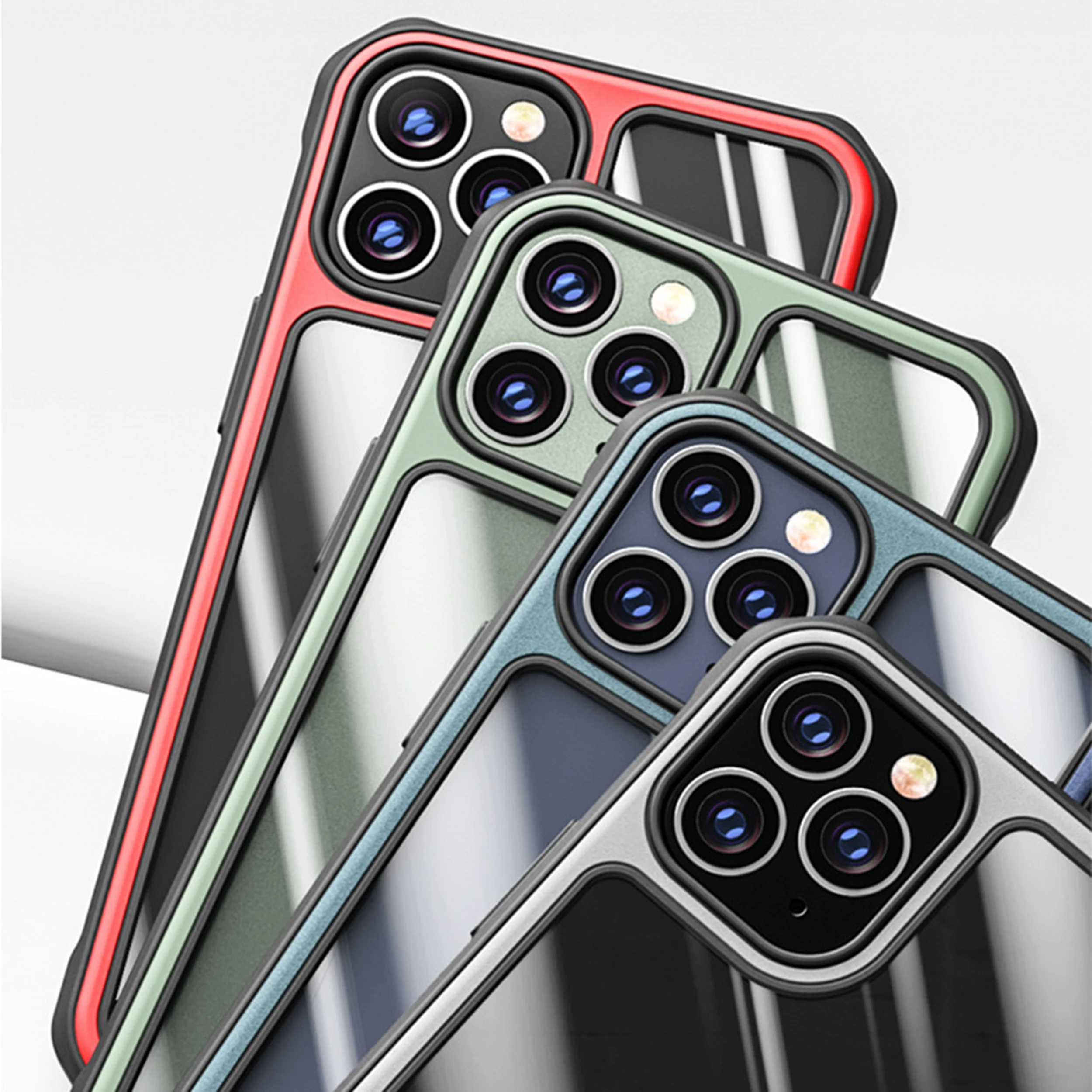 бампер глянцевый прозрачный ТПУ ПК прозрачный жесткий чехол для мобильного телефона для iPhone 12 Pro Max защитный чехол